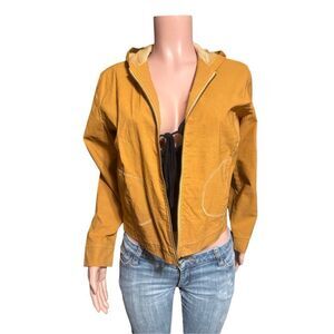 women's stretch nylon zip up thin casual hoodie short sweater  M